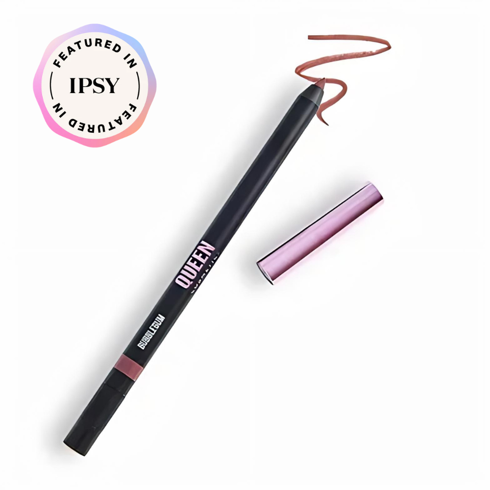 Lip liner pencil with pink line on white background, featuring IPSY logo.